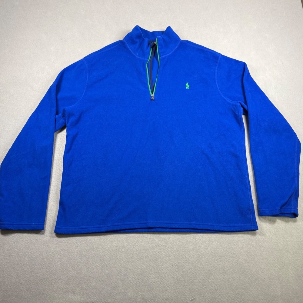 Polo Ralph Lauren Mens XL Performance Quarter Zip Fleece Pullover Royal Blue